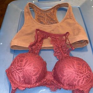 PINK 2 in this lot. Crop leisure lounge bra SMALL  & padded bra 34B